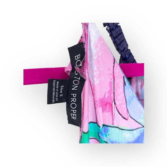 Boston Proper 𑁍 Floral Print Tassel Necklace Handkerchief Hem Dress 𑁍 Aqua 𑁍 - Picture 8 of 16